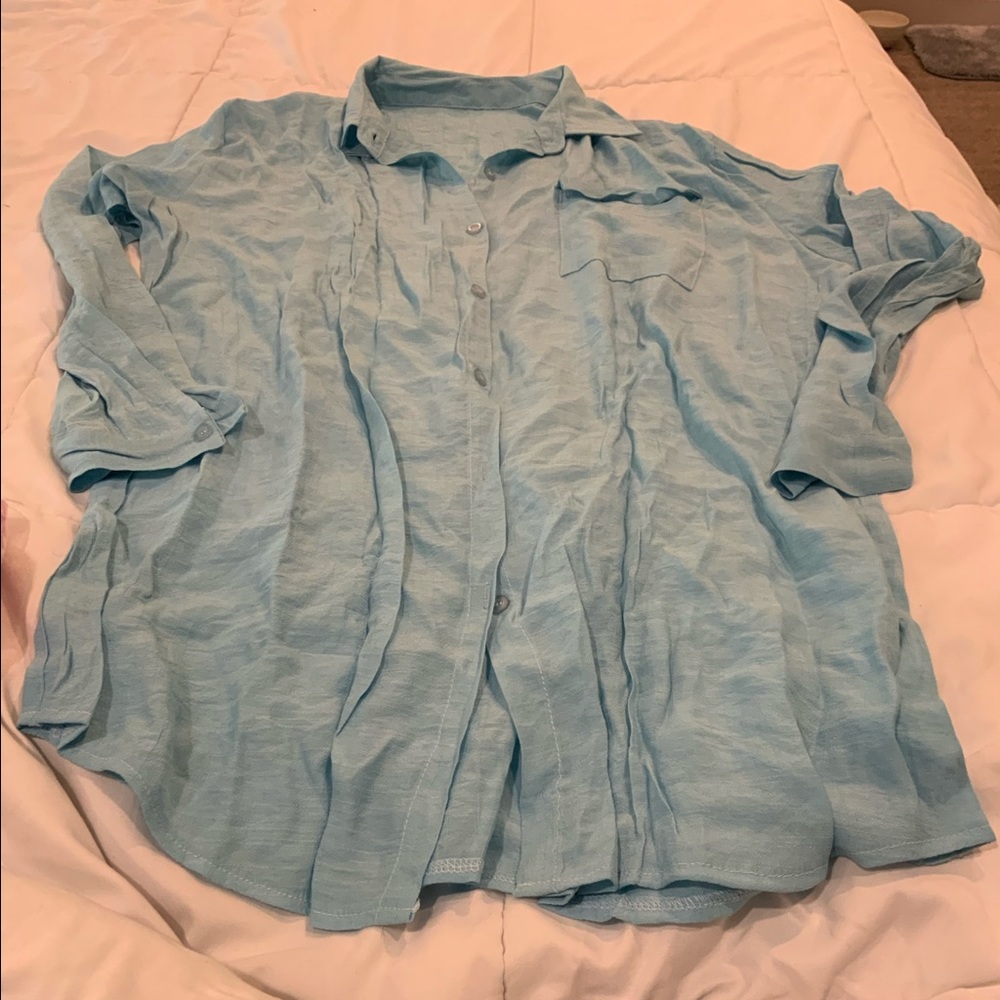 Nib turquoise button down  size s runs big